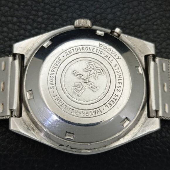 Vintage 1973 Ricoh Automer atic Mens SilvWatch W/daydate & Blue accents - Picture 8 of 10